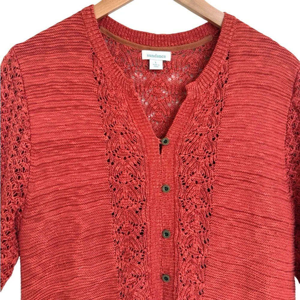 Sundance Burnt Orange Red Knit Midi Dress Size Large L - Picture 7 of 7